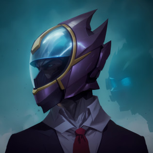 arafed image of a man in a suit and tie with a helmet on, guyver style, shovel knight as daft punk, unknown artstyle, nefarious smirk, the secret seventh power ranger, darksynth character portrait, wears a suit of power armor, vibrant fan art, bio - mech face, concept headshot art, tokusatsu suit vaporwave