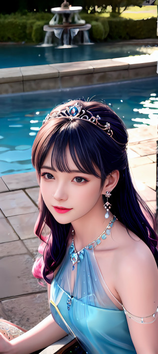 realisticity: 1.2), best quality, masterpiece, highres, super detail, ultra detail, cg, 1girl, queen, sword, long hair, dress, diamond dress, water, solo, jewelry, yellow dress, wearing a very beautiful dress, there are lots of diamonds on her dress which is very beautiful,

wearing a very beautiful crown, earrings, hair ornament, splashing, upper body super realistis, hair bun, blue and pink hair, sitting on a magnificent and beautiful royal throne backgraun super realistis and super detai, ultra detail, lighting,candid, Photograph, high resolution, 8k, 10k, Bokeh,