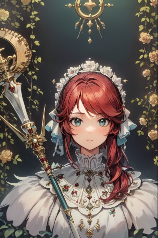tarot card, ((( 1girl, scarlet hair, right hand spear))), CGI, ((high quality: 1.2, masterpiece: 1.2)), absurd, high resolution, (8k resolution), 8k, 8kres, 8k res, high, detailed and intricate details, intricate details, high intricate details, absurd amount of detail, super resolution, ultra hd, megapixel, ((upper body: 1.2)), portrait,)), CGI, ((high quality: 1.2, masterpiece: 1.2)),  absurd, high resolution, (8k resolution), 8k, 8kres, 8k res, high, detailed and intricate details, intricate details, high intricate details, absurd amount of detail, super resolution, ultra hd, megapixel,