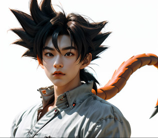 (masterpiece, best quality, photorealistic, absurdres, 8k:1.2), nsfw, best lighting cartoon of a kid with a big tail and a big tail, Goku, Goku in Dragon Ball, Goku in Dragon Ball Z, Character Dragon Ball, Goku in Dragon Ball Z, Akira Toriyama style, Goku, Human Goku, Goku as Asian, Dragon Ball, Dragon Ball style, Dragon Ball, Goku in real life
