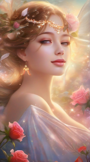 Beautiful Angel?Smile of blessing?tenderness?Rose flower?joy?optic?Fantastical?Twinkle light?a smile?Healed by the light of the moon?Moonshine bath?A meditative?blissful?Thanks?tenderness