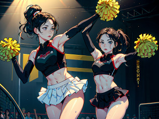 (Original), (Cheerleading), (Best Quality), (Masterpiece), Photographic Reality, Realistic, Very Detailed Illustrations, (1 Girl), Beautiful Eyes, (Delicate Face), Perfect Details, (Best Lighting), (Super Intricate Details), Cheerleading Dancing, Sweat, Heavy Breathing, (Cheerleading), Sports Short Skirt, Perfect Details, Perfect Fingers, Perfect Limbs, Impact, (Shiny Skin), Abs, Muscles, Waist Line, Sports Short Skirt, , Black Hair, High Ponytail, Very Long Hair, 4K unified, (ultra-fine CG: 1.2), (8K: 1.2), realistic, octane rendering