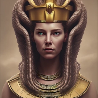 Portrait of (Medusa), (Egypt Colony Members), Colony Uniform, charming, ((side by side:0. 8)) highly detailed, front shot, excellent composition, cinematic concept art, dramatic lighting