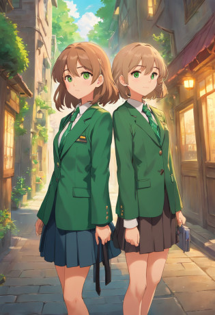 Meisterwerk, best quality, 1girls, nur, Nahida_Genshin, Cross-shaped pupils, Schuluniform, Green tie, Blazer, Faltenrock, green cape, stehend