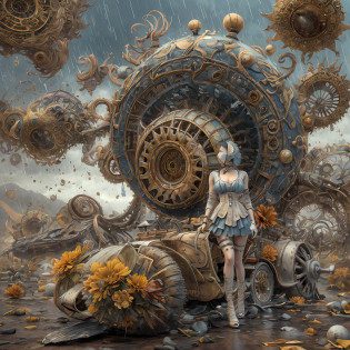 Wantz monster design?intriguing?High color saturation?swirles?Hyper-realistic, Ultra-detailed?Ultra-stereoscopic?MuCoi?Drip style - paint - 1900?tentaculata?round eye?Digital art by Ray Caesar and Hannah Hch and Stephen Burrows, A beautiful young woman in action pose, centered in frame, Wide shot, Lively breasts, Mask, Pop surrealism, neo-dada, Spectacular, spectacle, Masterpiece, Private collection, Featured collections, behans, a 3D render, Cracked clay, Gothic, Bright colors, Supersaturation, Depth, spirals, fibonacci sequence, shells, Flowers, gear wheel, tunnel, surreal environment, Fractal geometry, game assets, City scene, Modern makeup, Long eyelashes, Rain drops, Chiffon dress, Rococo, bangle, Punk rock, Subversive art, Dirty, Dirt, Skiff, Mid-cut jeans, Specular highlights, Pondering, ambient occlusion render, Detailed, Parade Square, ((isoline)), armature, Detailed, elaborate, complex, Desert, Mountains, Cart, The Car, Stormy sky, Moonlight