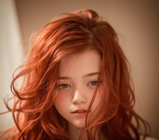 there is a young girl with long red hair looking down, red hair and attractive features, portrait of a red haired girl, soft red hair, flowing ginger hair, red haired girl, ginger hair, wild ginger hair, redhead girl, cute young redhead girl, red hair girl, red head, hair blocking eyes, reddish hair, auburn hair, long loose red hair