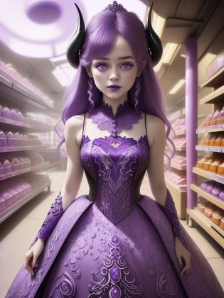 hyper detailed abstract photogfraphy of cute pale MaiAI standing in a C4ndyL4ndAI market, (masterpiece), realistic cinematic light, (beautiful purple eyes:1.3), perfect anatomy,dragon horns,
pointy ears,(dark purple C4ndyL4ndAI dress:1.3),black lips, black eye shadow, depth of field,
<lora:C4ndyL4ndAIv2_1:1>