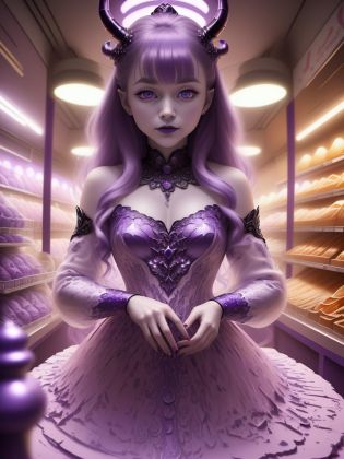 hyper detailed abstract photogfraphy of cute pale MaiAI standing in a C4ndyL4ndAI market, (masterpiece), realistic cinematic light, (beautiful purple eyes:1.3), perfect anatomy,dragon horns,
pointy ears,(dark purple C4ndyL4ndAI skin:1.3),black lips, black eye shadow, depth of field,
<lora:C4ndyL4ndAIv2_1:1>