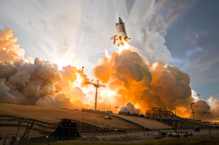 arafed space shuttle lifts off into the sky with smoke billowing from it, launching to space, rocket launching into the sky, launch test, rocket launch, space shuttle, launch of a rocket, rocket launching, spacex, spaceship landing, spacex starship rocket launch, space tourism, piloting a small space shuttle, space photography, nasa photography, nasa