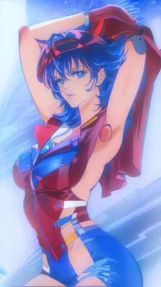 sailor girl in a blue dress with a blue cape on, 8 0 s anime art style, in the art style of 8 0 s anime, 8 0 s anime style, gainax anime style, 1980's anime style, by Kentaro Miura, retro anime girl, studio gainax illustration, 8 0 s anime vibe, 9 0 s anime art style