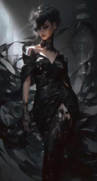 Stunning low angle action pose::5 stunning goth girl character in black lace spider webs::4 surrounded by crawling demons and swirling bats, emerging from swirling black fog on the cat walk as a model, hyper detailed::3 ultra stunning lighting, swirling black smoke, beautiful alluring nightwear, gorgeous female, hourglass figure, beautifully lit, dark atmosphere, alluring pose, sheer fabric, scandalous pose, full body, stunning Concept art by: Ruan JIA, Ilya Kuvshinov, Antonio J. Manzanedo, Alphonce Mucha and Ross Draws, beautifully color - coded, unreal render::4 --ar 7:13 --upbeta --q 5 --s 1000 --seed 4173587073 --v 5