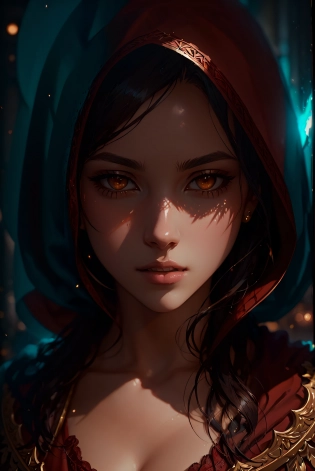 Little red riding hood fine details, sexy and beautiful , seductive expression, hyper maximum, Fantasy, anime, ornate cloak, Dramatic illumination, <lora:epiNoiseoffset_v2:2. 0>, 16k, UHD, HDR, (Masterpiece:1. 5), Absurdres, (best quality:1. 5), Anime style photo, Manga style, Digital art, glow effects, Hand drawn, render, octane render, cinema 4d, blender, dark, atmospheric 4k ultra detailed, cinematic sensual, Sharp focus, hyperrealistic, big depth of field, Masterpiece, colors, 3d octane render, concept art, trending on artstation, hyperrealistic, Vivid colors, , modelshoot style, (extremely detailed CG unity 8k wallpaper), professional majestic oil painting by Ed Blinkey, Atey Ghailan, Studio Ghibli, by Jeremy Mann, Greg Manchess, Antonio Moro, trending on ArtStation, trending on CGSociety, Intricate, High Detail, Sharp focus, dramatic, photorealistic painting art by midjourney and greg rutkowMOdel: Lyriel v1. 5