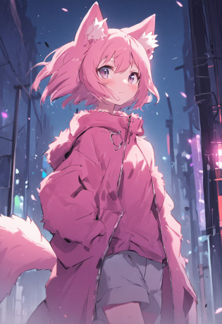 Furry female?catss?Whole body pink human