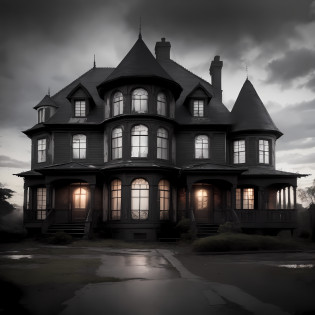 arafed house with a dark roof and a dark sky, location of a dark old house, gothic mansion, spooky mansion, exterior misterioso, haunted house, Casa Vitoriana, haunted house themed, Casa Preta, haunted gothic hotel, an old abandoned mansion, victorian manor, assombroso e assustador, room of a dark mansion, victorian gothic, eerie looking, dark building --auto