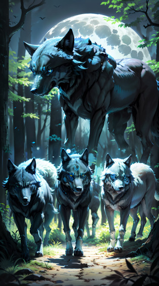 (Photorealistic open image) Super wolf protector of the pack, 