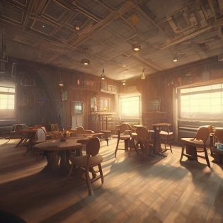mdjrny-v4 style cozy inside cafee shop unreal engine 5 hyper relastic