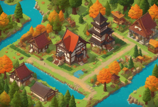16-bit, 16-bit gaming, Pixel art, Japanese RPG battle scene, 80's games, Monster, ln the forest?Autumn scene?Small river?European country style?Town, load, Car, Pixel art, points, Quarter view, iso-distance view,