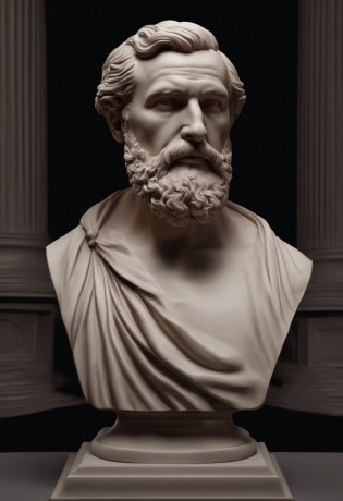 a close up of a bust of a man with a beard, cinematic bust portrait, realistic 8k bernini sculpture, cinematic bust shot, highly detailed sculpture, cinematic close-up bust shot, greco roman statue, roman emperor, bust portrait, high detail iconic character, bust with intricate details, zbrush art, bust with a beautiful neck, bust