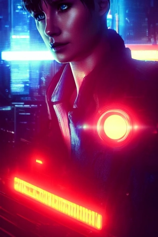 portrait art of blade runner 8 k ultra realistic, lens flare, atmosphere, glow, detailed, intricate, full of colour, cinematic lighting, trending on artstation, 4 k, hyperrealistic, focused, extreme details, unreal engine 5, cinematic, masterpiece