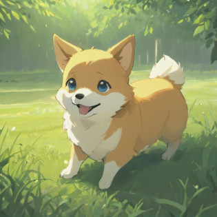 Corgi Chinese illustration film lighting effects?Corgi sitting on the grass?His eyes were fixed on the screen?Optimize eye detail?Corgi sitting on the grass?His eyes were fixed on the screen?Optimize eye detail?beste-Qualit?higly detailed?beste-Qualit?8K, 3Drenderingof?BP5.0 Renderer Rendering?unreal engine 5 render
