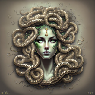 Arafed woman with a snake head and a snake like hair, medusa gorgon head, Retrato de Medusa, Retrato escuro de Medusa, beautiful female gorgon, medusa head, pintura de retrato medusa, muito triste medusa, Medusa feita de cera, Retrato da Medusa adolescente, medusa feroz, female medusa long hair, Medusa feita de cera macia, medusa, Medusa masculina