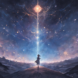 starrysky,destiny,samsara,perplexed,hearken,Heart,illuminations,front walking,Brighter,wanting,Not alone,soul,prop up,arrival,Dawn I recommend including some key visual elements in the poster: -starry sky, Represents destiny and the universe - a compass or an arrow, Symbolizes guidance and direction - figures meditating or listening, Convey introspection - light generated through fog, Hint of hope and clarity - winding paths or trails leading to the bright horizon, For the journey and purpose - silhouettes of people supporting each other, For connecting and uniting - the sun rises, For a new beginning and dawn These visual elements with a color palette?Like night blue?The combination of, gold and purple, Can help convey information in a poetic and inspiring way. Kindly, If you have any other ideas or directions for the poster?Please let me know. I'm excited to help bring these ideas to life!
