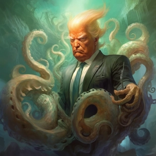 donald trump as an octopus, high details, intricate details, by vincent di fate, artgerm julie bell beeple, 90s, inking, vintage 60s print