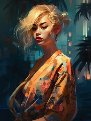 eloquent fashion renders by julian, in the style of ilya kuvshinov, golden light, exotic realism, dan mumford, smooth and shiny, xiaofei yue, ferrania p30::3 , a girl in a golden suit is posing in a light room, in the style of hyper-realistic oil, asian-inspired, light silver and light magenta, illustration, shiny/glossy, glamorous hollywood portraits, detailed character illustrations :: 2, a young hppy blonde girl in a cosmic dress, i can't believe it can be so marvelous and stunning, full-body tattoos, ornate, rococo, grotesque, ornate, art nouveau, symmetrical, turquoise jewelry, red smoke, roses, hypermaximalist, elegant, vintage, hyper realistic, super detailed, pastel colors::1, --ar 3:4 --q 2 --s 750 --q 2 --v 5