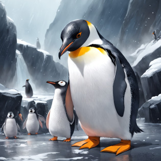 Generate masterpieces and ultra-high quality penguin images?Subject to the following conditions:?Can you please create a beautiful penguin image?

Only one penguin should appear in each image?Do not contain other penguins or animals?Make sure there is only one penguin in the scene?

Don't let penguins have more limbs than they need?Draw in a natural posture?While maintaining cuteness?Avoid excessive display of limbs?

Be careful not to introduce penguins or unwanted elements into the scene in the background?In a bright and natural environment?Imagine a scene with a happy expression of a penguin?

Draw carefully so that the tail does not come out on the penguin's ass?Adjust it to keep a natural look?

So that the penguin's neck is of the right length,?Balance and draw?Be careful not to be excessively long?

Draw a chubby penguin body shape?Rounded body or?Beautifully reproduce the fluffy feeling of obesity?

Please try to make sure that the generated image is a beautiful one with only one penguin.?Unpleasant facial expressions and situations?Elements of violence and anxiety?Discriminatory or insulting elements?Please do not include any sensitive topics or prejudices.?

Comply with these instructions?We are waiting for amazing images that maximize the loveliness and beauty of penguins?