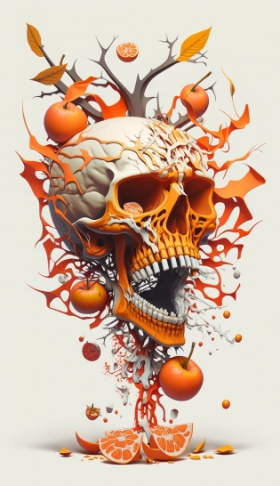 Exploded orange by Nychos, white background