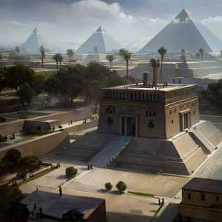 Arafed pyramids and a small house in the middle of a lake, ancient megastructure pyramid, pyramids of egypt, pyramids style, antigo, mas futurista, pyramid portal, pyramids of giza, ancient pyramid, pyramids in background, Pyramids, great pyramid of giza, antiga