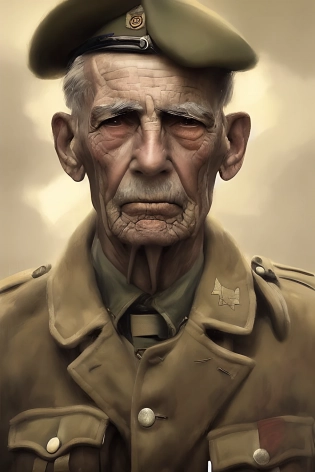 a portrait of an old WW2 soldier, beautiful painting with highly detailed face by greg rutkowski and magali villanueve
