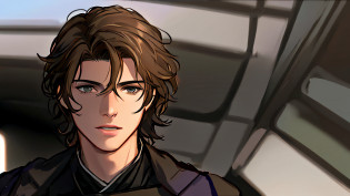Close-up of a young man in a Star Wars suit, Anakin Skywalker, Jes�sen Solo, Star Wars Revenge of the Sith, Hayden Christensen, In the Star Wars sequel, Revenge of the Sith, Luke Skywalker, Star Wars characters, He has short curly brown hair..., The face looks great..., Han Solo, Watch Star Wars movies, Star Wars Style