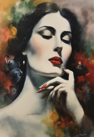 abstract painting|ART|Artistically| Marc Chagall |pub|BAR|cigarette smoke|Devilish Woman|(highcontrast:1.5) |dream-like |PastelColors|watercolor paiting |(intricate-detail:1.2) |8K???| Artwork inspired by Marc Chagall