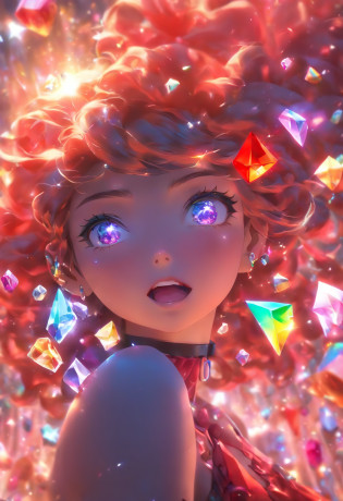 (((crystals texture Hair)))?{{{{{Extremely detailed CG}}}}},{{8K_the wallpaper}},{{{{Crystalline purple gemstone gloves}}}},((Beautiful detailed glass hair)),((Glass shaped texture hand)),((crystallize texture body)),gem body,Hands as clear as jewels,crystallization of clothes,((crystals texture skin)),Sparkle, Lens flare, light  leaks, Broken glass?{{{{detailed glass shaped clothes}}}}? ((Masterpiece)), (((Best quality))), ((Ultra-detailed)), ((illustration)), ((Disheveled hair)), ((frilld)), (1 girl), (Solo), Dynamic Angle, big top sleeves, Floating, beautiful detailed gemstone sky, gemstone sea, Beautiful detailed eyes, Overexposure, side�blunt�bangs, hairs�between�eyes, Ribbons, neck bowtie, macaron, Bare shoulders, (((Small breast))), Pleated skirt, crystals texture flowers? ((detailed crystallized clothing)),(gemstone of body)?solofocus,{{{{{{{{Iridescence and rainbow hair:2.5}}}}}}},{{{{{{detailed�cute�anime�face}}}}}},{{Loli}},{{{{{aquarelle_(mediating)}}}},(((Masterpiece))),(((clock))),(((Red))),(((Blood))),finedetail,Depth of field,Blood�drop,Blood�fog