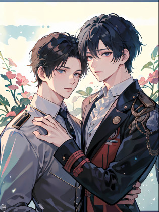 ((??????A masterpice))?Comic art?knights?sirius a and sirius b?high quality fanart?from cryptid academia?inspired by Masanobu Okumura?Two anime handsome men?epic anime style?detailed fan art?Akihiko Inoue and Rostran