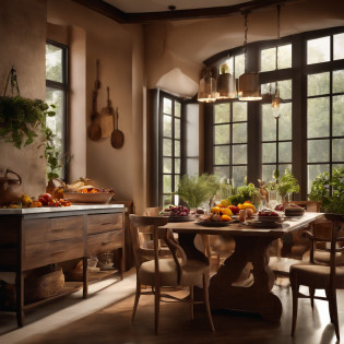 A blurred background of a kitchen as a meal on the table takes center stage in this mesmerizing masterpiece. The kitchen scene is meticulously detailed, with every element contributing to the overall ambiance. The table boasts a wide array of delectable dishes artfully arranged, enticingly inviting the viewer's appetite. The kitchen shines with a bright illumination, casting warm and welcoming light over the room.

The artwork is crafted using the highest quality materials and techniques, resulting in an 8k high-resolution masterpiece. The attention to detail is unparalleled, showcasing every intricate texture and color with utmost clarity and precision. The realism achieved is truly astonishing, immersing the viewer into the scene as if they were standing right there.

The color palette is carefully chosen, emphasizing the vibrant hues of the ingredients and creating a sense of liveliness. The warm tones of the kitchen's wooden surfaces add a cozy and inviting touch, while pops of vibrant colors from fresh produce and spices bring the scene to life.

To enhance the overall visual experience, the kitchen is illuminated with a bright light source, casting gentle shadows and highlighting the captivating details of the scene. The lighting creates depth and dimension, further enhancing the realistic atmosphere of the artwork.

In this obra-prima, the viewer is transported to a serene and inviting kitchen, where aromas waft through the air and flavors mingle on the table. It is a feast for the senses, a celebration of culinary delights captured with utmost precision and brought to life with immersive realism.

(tags: kitchen, meal on the table, blurred background, obra-prima, 8k high resolution, melhor qualidade, Ultra Definition, Ultra realista, Foto RAW, Foto realista, bright illumination)