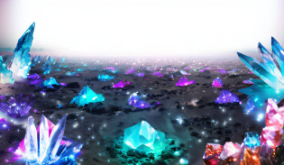 There are a lot of crystals and crystals on the ground, glowing crystals on the ground, luminous crystals, Glowing sparkling crystals, floating crystals, crystal desert, crystals enlight the scene, Cosmocrystalline, fantasy desert crystal island, Colorful 3D crystals, dimly glowing crystals, Beautiful crystals, Magical crystals, crystal lamp, crystals, colorful crystals, Floating magic rock, cave glowing stones