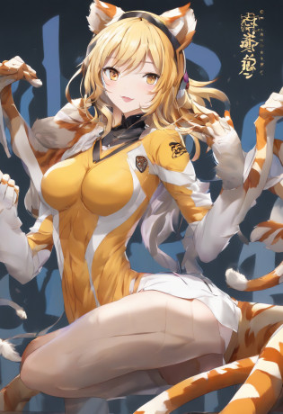 Official art, masutepiece, Sharp Focus,(masutepiece, side lights, Beautiful Eyes of Details: 1.2), 3D Face, Realistic, Perfect face, Absolute resolution, High resolution, Texture, (masutepiece: 1.5), (Best Quality), 8K, (Beautiful Face and Eyes in High Resolution), (girl with), (tiger Girl, Furry girl, Kemono girl, Bad girl: 1.5), (yellow Skin, tiger skin, tiger bodyhair, Colored skin, completely nude: 1.5), (tiger arms, tiger hands, tiger legs, tiger feet:1.5), (Attacking:1.5), Spiky ears, (Oily skin, slender, Long breasts, Gooey breasts, Huge breasts:1.5), Full body, Evil smile, Open mouth, (Thick eyebrows: 1.3), thin hip, Bare legged,(black sclera eyes:1.3), Silver hair, (Midnight, classroom:1.5), (tiger girl, tiger Skin:1.5), (corruption, turn evil, spread legs:1.5), Detailed legs, Detailed sole, Many lotions ,(spread legs, egg laying:1.5)