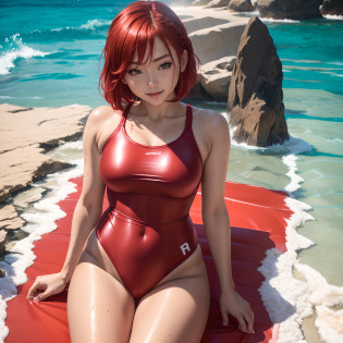 mulher de fato de mergulho sentada na praia, is wearing a swimsuit, wet swimsuit, menina bonito vestindo o terno do tanque, roupa de banho, wearing leather swim suite, swimsuit model, black swimsuit, bswimsuit, wearing leather bikini, shiny plastic bikini, in retro swimsuit, Realistic bikini, thicc, realistic young gravure idol, monokini, corpo perfeito fotorrealista, Red-haired woman with braid in a red swimsuit posing on the beach, seios grandes, wet swimsuit, realistic bikini, roupa de banho, Artgerm extremamente detalhado, red bikini, Ranma chan, is wearing a swimsuit, photorealistic anime girl rendering, Alena Aenami e Artgerm, Zenkai de corpo inteiro! terno Asuka, Asuka, menina bonito, redhead with braid, realistic young gravure idol, young sensual gravure idol, young pretty gravure idol, young skinny gravure idol, young gravure idol, sophisticated gravure idol, realistic sensual gravure idol, terno asuka sob a roupa!, with short red red hair and braid, taken with sony a7r camera, beautiful lighting, plano de fundo claro e iluminado, redhead with braid