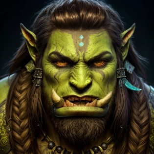 orc duratan from warcraft, medium closeup, epic realistic, hdr, intricate details, cinematic, teal and orange