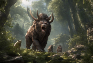 God-like beast?Deities?Looks good?Beautiful forest?I met a traveler