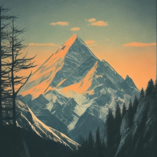 Mountain hipster artwork with modern twist. High resolution.