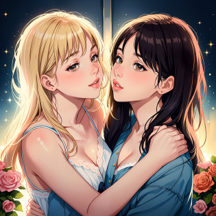 there is a woman and woman kissing each other in a room, kiss, kissing, kissing together cutely, romance, kiss mouth to mouth, yummy, the kiss, making out, wonderful scene, couple kissing, lovely kiss, holy, shot from movie, kissing together, kissing each other, marton gyula kiss ( kimagu ), absolutely, very attractive