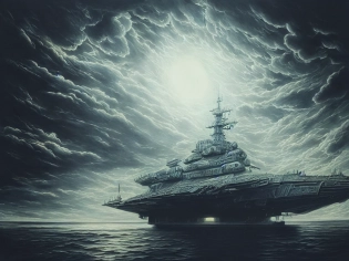mdjrny-v4 style, incredible highly detailed space ship breaking into new dimension, perfect composition, beautiful detailed, intricate, insanely detailed, octane render, trending on artstation, artistic, photorealistic, concept art, soft natural volumetric cinematic perfect light, chiaroscuro, award winning photograph, masterpiece, oil on canvas, raphael, caravaggio, greg rutkowski, beeple, beksinski, giger style