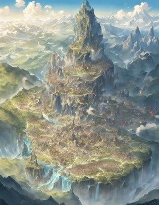Map of a fantasy continent?In the middle of the map is the country of humanity, montains and hill?To the north is where the dwarves of the Land of Ice and Snow live?The south is the country of orcs?To the west is the Land of Dragons, To the east is the land of the elves, forrest