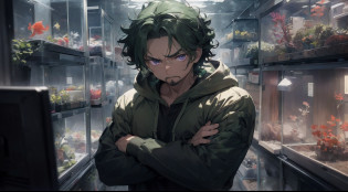 (best quality,hyper detailed,1boy,upper_body:1.2),more_details:1, Break, (Goodlooking_middle_aged,30years_old),(goatee),a handsome man,man, bags under eyes, solo,(cry,serious),Break,(handsome man,forehead,messy short hair,Curly hair,hair green hair,eyes_purple_eyes),Break,hoodie_khaki_hoodie,pants_green_pants,chino_pants,), goatee, Break, �I want to live.�
I don't know why though
�I want to live.�
The Bible called DNA
You don't have to hate instinct or fear
Nothing will change anyway

�I want to live.�
I don't have any hope
�I want to live.�
My instincts are pulsing red
�I want to live.�
�I don�t want to live.�
It's really unfortunate though
we have no choice but to live,Break,(Geometric pattern,aquarium:1.2),dark atmosphere,