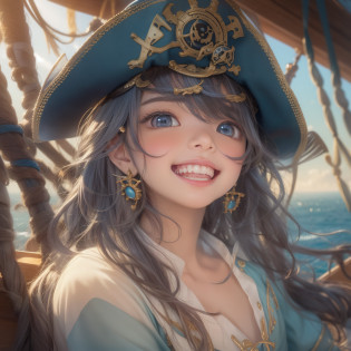 Close up of smiling face with open mouth?Close up of smiling face with open mouth?Close up of smiling face with open mouth?Close up of smiling face with open mouth?Close up of smiling face with open mouth?(?masterpiece?realisitic?hight resolution)?(1 girl in):1.2)?Do-Up Eye?Korean Girl?(Best Quality), (masutepiece), (1girl in), Solo, Beautiful Girl, Perfect face, Perfect body, Big Breast, Pirate Costume, Cool pose?dreamlikeart?Highly detailed airbrush art(((Surreal))?intricate detailes?Volumetric lighting?(?masterpiece:1.2)?(top-quality)?The ultra-detailliert?(The composition of the movement:1.4)?Highly detailed colorful details?(Irridescent color:1.2)?(Bright lighting?Atmospheric lighting)?dream-like?Magical?dynamic compositions?Ray traching?The mirror reflects light?Shallow depth of field?crazy detail details?ultra-detailliert?mixing  exposure?nffsw?Super masterpiece?Cute female captain standing on deck?Pirate Hat?Stand at the tip of the boat?Her eyes are shining?Staring at the blue sea?Her face is full of anticipation and courage for adventure.?A smile comes to her lips?Her attire is?Pirates costume?An air full of smiles and adventurous spirit?Enveloping the entire ship?Gaze at the sea in the distance?There is a thirst for unknown lands in his gaze.?Inspire a sense of adventure? At the rear of the ship?The sun is slowly tilting to the west?Its light brings golden light to the surface of the sea?The swaying waves create a beautiful scene..?Small islands and cloud shapes floating in the distance?It creates an atmosphere where unknown shipping routes await? Her courage and determination are condensed.?Eye-catching presence?Her eyes shine sharply?