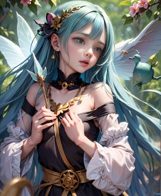 ((best quality)), (((ultradetailed))).(((masterpiece))),illustration, After helping the seven fairies retrieve their stolen clothes, the Seven Brothers of the Calabash are invited to their home in the heavens. Once there, the fairies reveal to the brothers that their father is none other than the Jade Emperor himself. The fairies, with their delicate features and ethereal beauty, are depicted as otherworldly beings. The brothers, in stark contrast, are portrayed as sturdy and down-to-earth, yet with a sense of awe and reverence towards the fairies. The revelation of their father's identity fills the brothers with a newfound sense of purpose and duty to protect their celestial family.