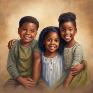 Photograph of a black family of two adults and two children, perfect faces, brown eyes lined up, correct fingers. 4k, hyper-resolution. Camera: Sony a7 III, Lens: Sony FE 70-200mm f/4 G OSS, Aperture: f/5.8, Shutter speed: 1/400s, ISO: 400, Focus mode: Continuous, Image stabilization: On, Balance White balance: Auto, Metering mode: Multisegment, Exposure compensation: 0, Flash: Off, Angle: Full body angle, Composition: Rule of thirds, Background: Blurred, Depth of field: Shallow, Tripod: No, Format from the file: RAW.